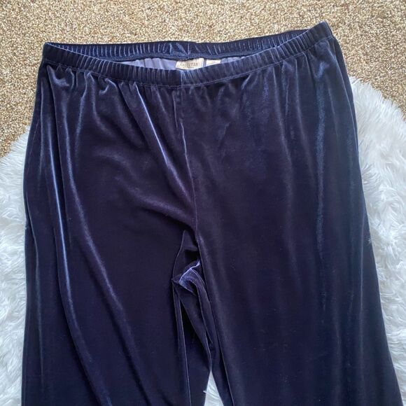 Easy Wear by Chico’s Velour Pants and Top Outfit Short Sleeve Blue Women’s Large - Picture 9 of 12